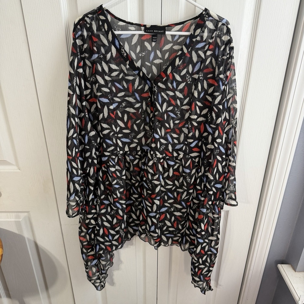 Lane Bryant Multicolor Chiffon Semi Sheer Babydoll Blouse Women's Size 22/24